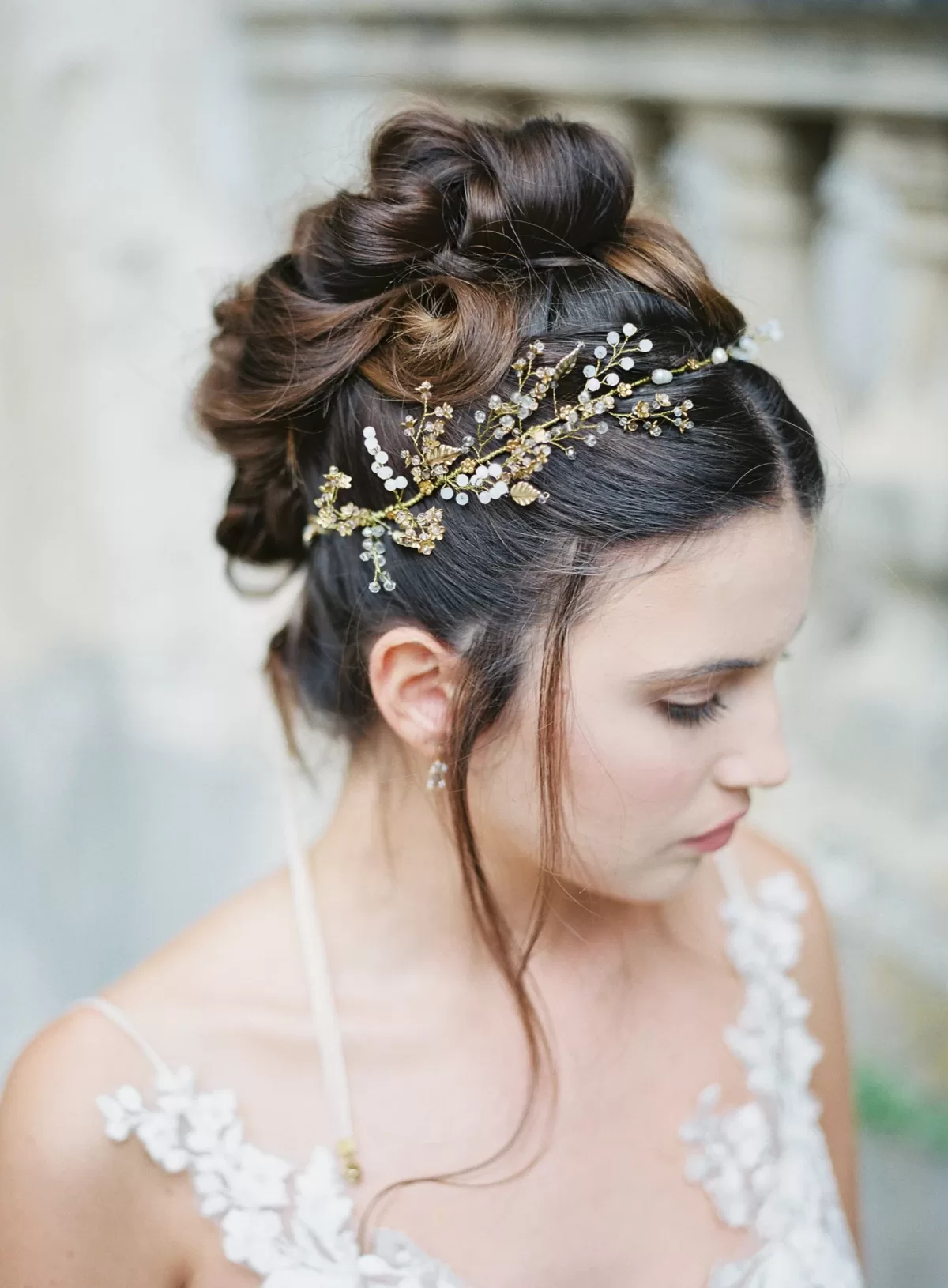 Isadora Gold Leaves and Flowers Crown