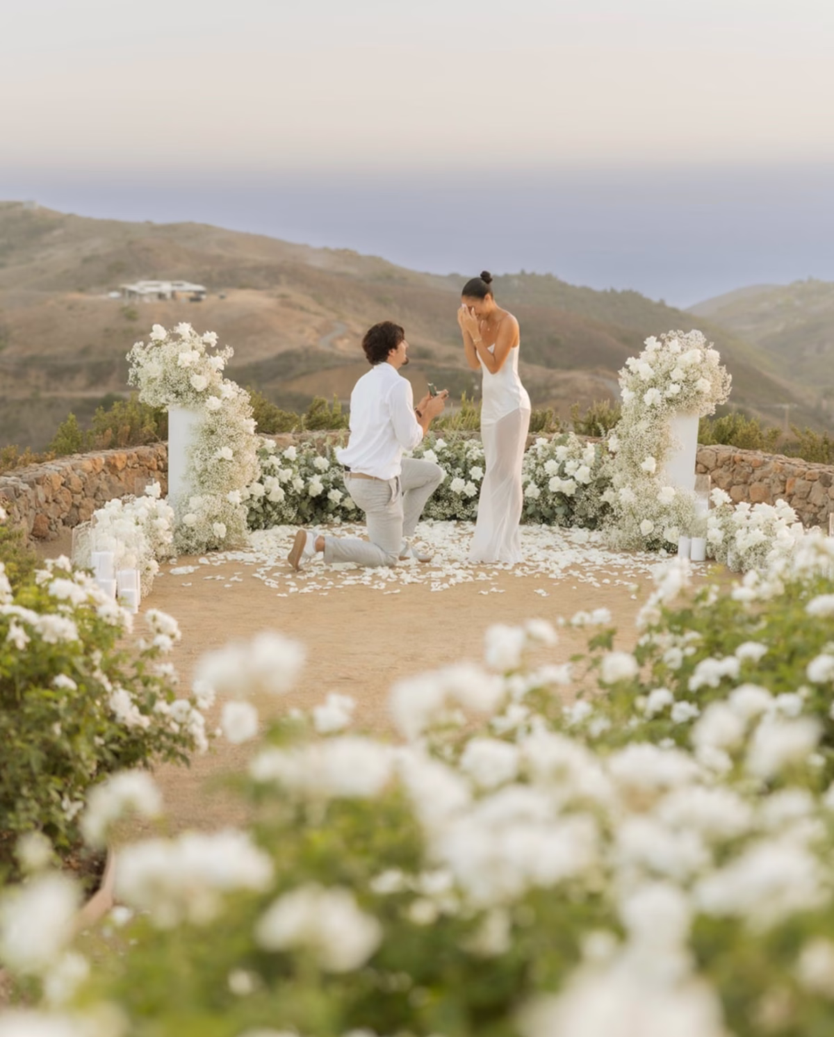 Jaime Jaquez Jr. and Dominique Ruotolo Are Engaged, and Every Flower on That Hillside Was White